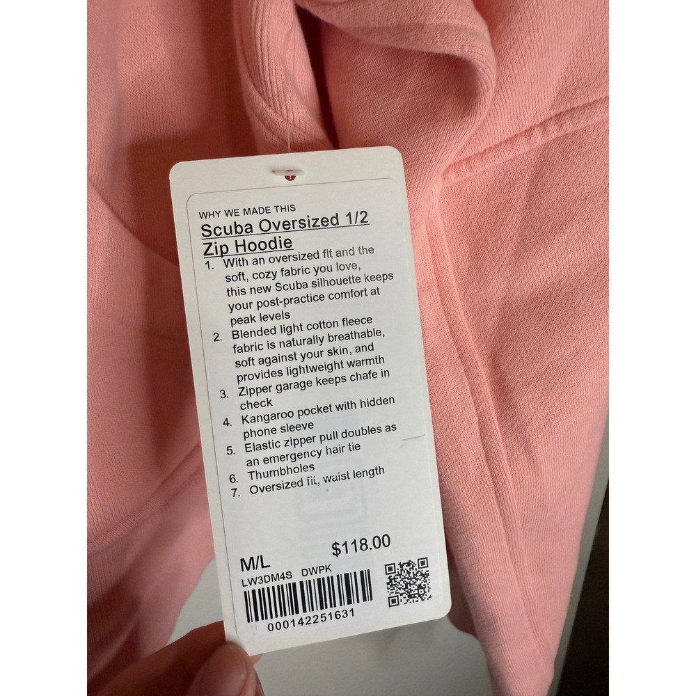 Lululemon Scuba Oversized Half Zip Hoodie Size M/L Dew Pink NWT‎ - Picture 2 of 5